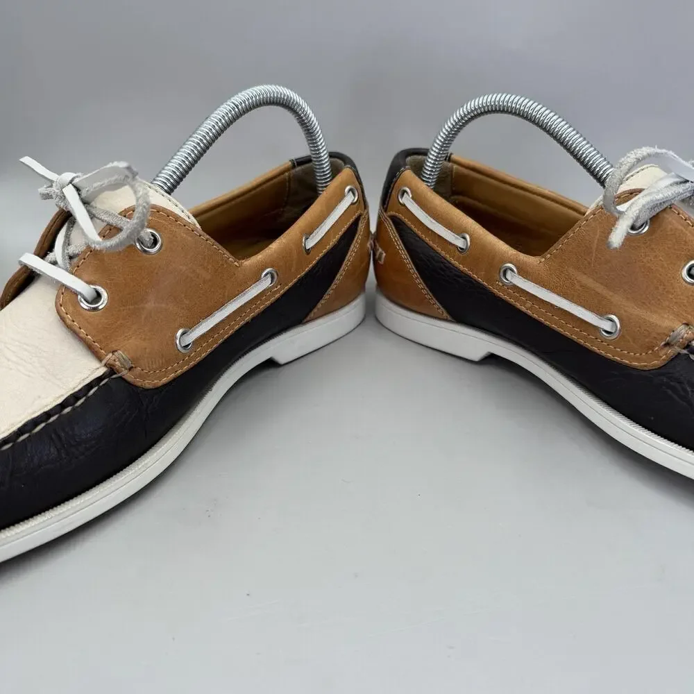 Cole Haan NikeAir Boat Shoes Mens Size 9 Brown Tan White Casual Leather C06340